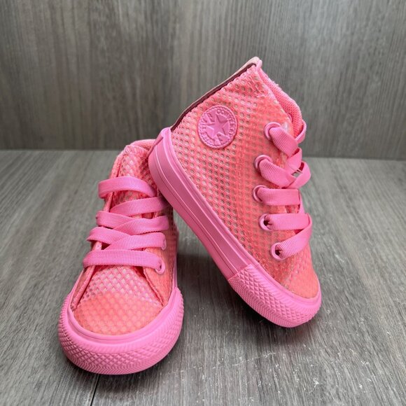 Converse Chuck Taylor All Star High Top Sneaker Infant Girls 3 Lace Up Mesh Pink - Picture 7 of 11